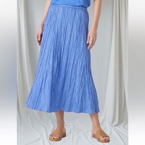 Eileen Fisher Crushed Silk Flared Skirt Sz PL Ultramarine Full Length NWT